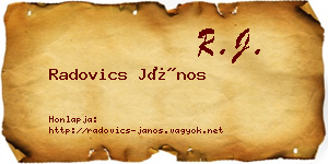 Radovics János névjegykártya
